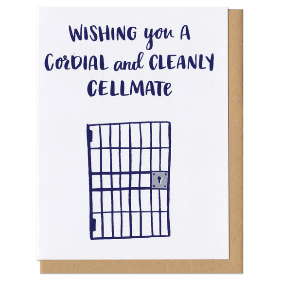 white greeting card with nacy text that reads 