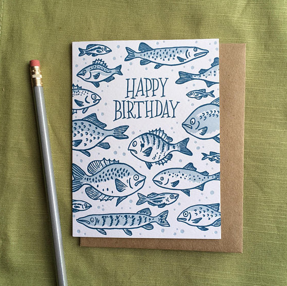 Fish On Hooks Birthday Greeting Card - Papyrus