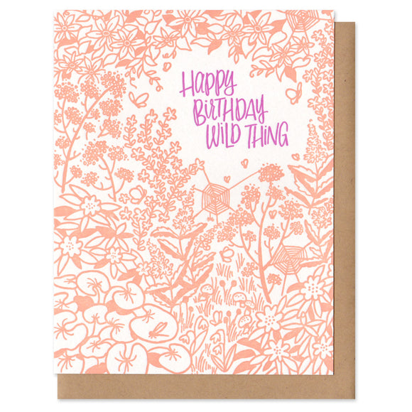 Greeting card and kraft paper envelope. Reads, 