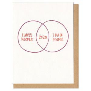 greeting card, miss people, hate people, 2020, covid, pandemic, stationery, snail mail