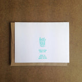 backside of the greeting card reads "Frog & Toad Press, frogandtoadpress.com, made in Providence, RI" in teal